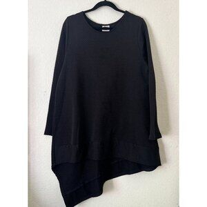 M Square Womens Black Textured Long Sleeve Tunic Top/Dress Asymmetric hem
